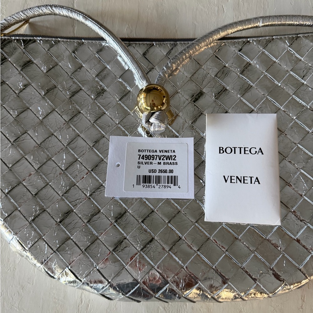 Bottega Veneta Silver Woven Clutch